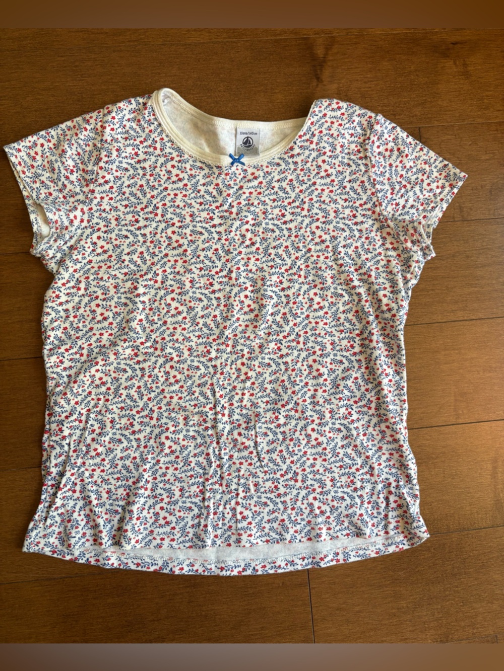 Petit Bateau Girls Floral Short Sleeve Tee, size 10